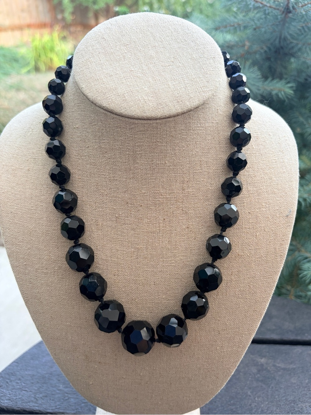 Nordstrom Black Faceted Bead Single Strand Statement Necklace